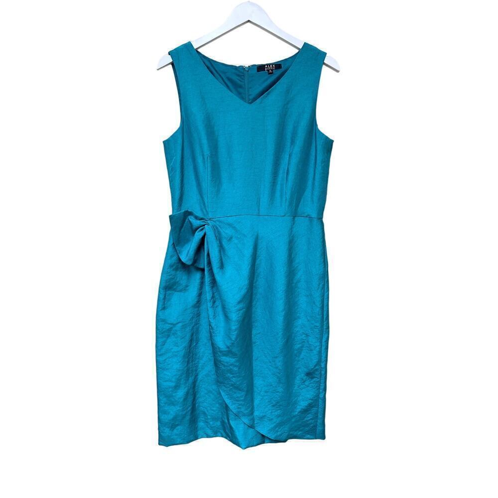 Blue Size 10 Lisa Sleeveless Midi Sheath Dress Formal Cocktail Workwear